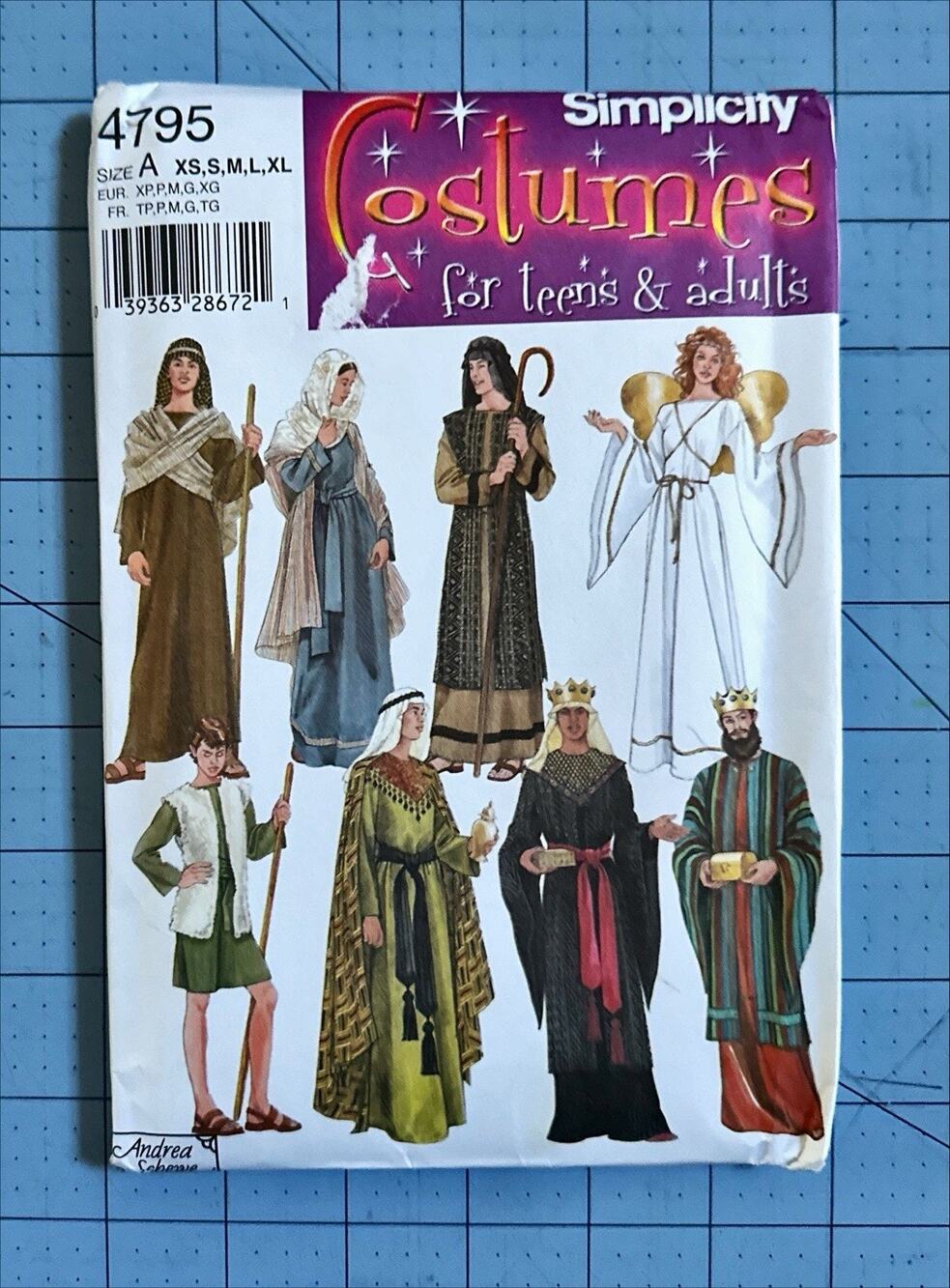 UNCUT Simplicity Nativity Costumes Teens & Adults Sewing Pattern #4795 XS-XL